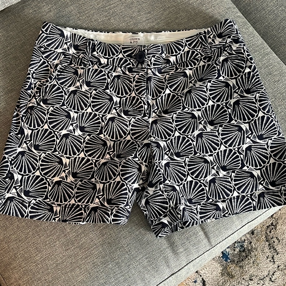 Crown and Ivy blue and white shell shorts size 2